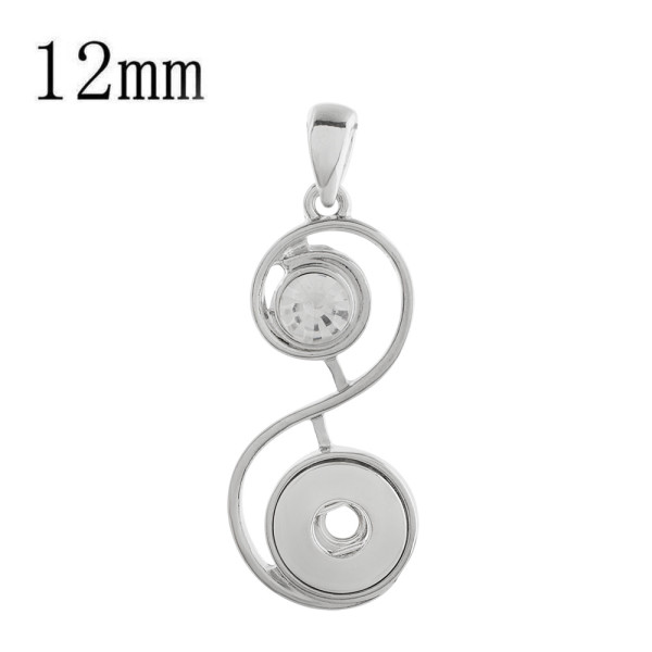 snap sliver Pendant with rhinestone fit 12MM snaps style jewelry KS1225-S