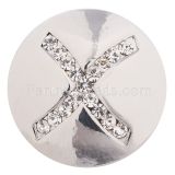 20MM Letter X snap silver plated with Czech diamonds KC5238 snaps jewelry