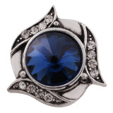 20MM design snap Silver Plated with deep blue Rhinestone KC6457 snaps jewelry