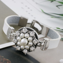 20MM design snap sliver Plated with white pearl and rhinestone KC9889 snaps jewelry