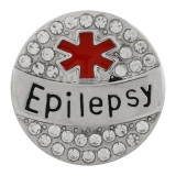 20MM Medical Alert epilepsy snap Silver Plated with rhinestone and enamel KC9828 snaps jewelry
