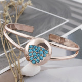 20MM  snap rose-gold Plated with blue rhinestone KC7627 snap jewelry