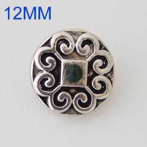 12mm flower snaps Silver Plated with green rhinestone KB6508-S snap jewelry