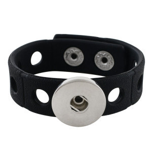 18cm kid junior style bracelet with 15mm width black silicone stretch fit 20mm snap button