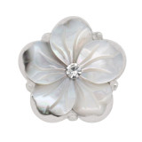 20MM Flower snap silver Plated with white Rhinestones and Shell KC9905 snap jewerly