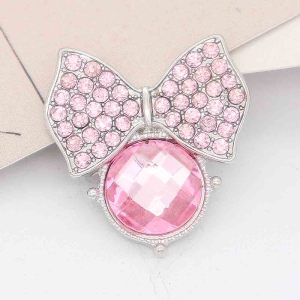 20MM snap Silver Plated with Pink rhinestone KC7856 snaps jewelry