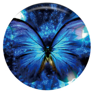 20MM butterfly Painted enamel metal C5411 print blue