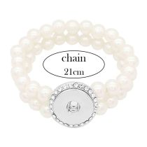 Pearl bracelets Platinum with rhinestones Fit 20MM snaps chunks KC0826