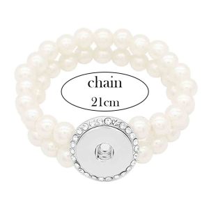 Pearl bracelets Platinum with rhinestones Fit 20MM snaps chunks KC0826