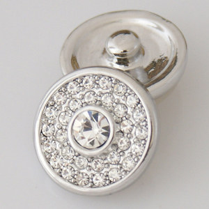 20MM Round snap Antique Silver Plated with white  rhinestone KB5008 snaps jewelry