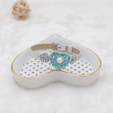 20MM love silver plated with blue rhinestone and pearl snap jewelry