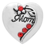 20MM love mother snap silver Plated with red Rhinestone  KC9089 snaps jewerly