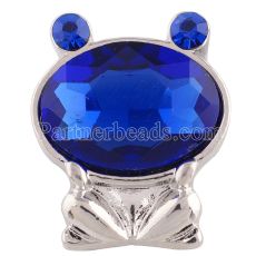 20MM Frog snap Silver Plated with blue rhinestones KC6343 snaps jewelry