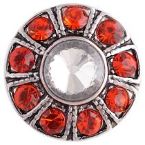 20MM round snap button Antique Silver Plated with orange Rhinestone KC9687 snap jewelry