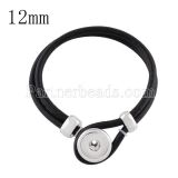 Black real leather new type bracelets fit Small snaps chunks