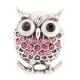 20MM OWL snap  Antique Silver Plated with pink rhinestone  KC8524 snap jewelry