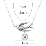 Retro smear swallows silver pendant Necklace with 48CM chain KC1074 fit 20MM chunks snaps jewelry