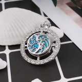 20MM Pattern snap Silver Plated with blue Enamel KB6070 snaps jewelry