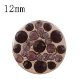 12MM design rose gold Plated with purple rhinestone KS8096-S snap jewelry