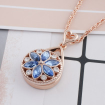 20MM round Rose-Gold Plated with light blue rhinestone KC7546 snaps jewelry