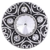 20MM snap Silver Plated with white rhinestones KC6199 snaps jewelry