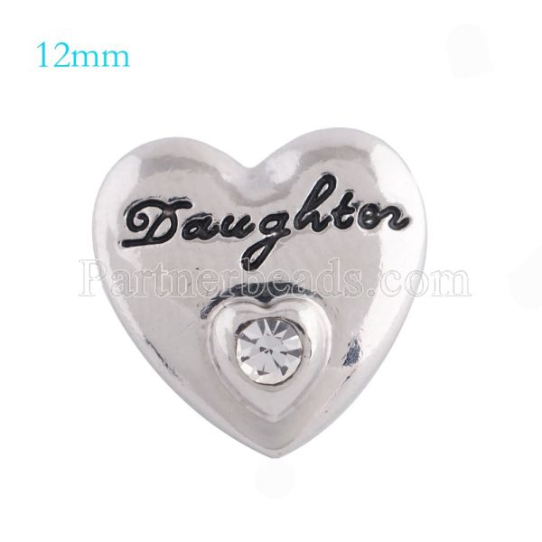 12mm love daughter snaps Silver Plated with white rhinestone KS5112-S snap jewelry