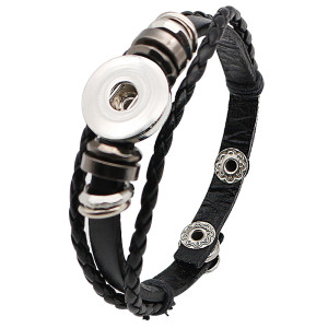 1 buttons Black leather KC0280 with Small Pendants new type bracelets fit 20mm snaps chunks