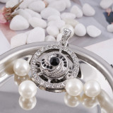 20MM Round snap Silver Plated with black rhinestone KB6172 snaps jewelry