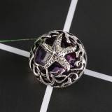 20MM sealife snap silver Antique plated with purple Rhinestone KC6347 snaps jewelry