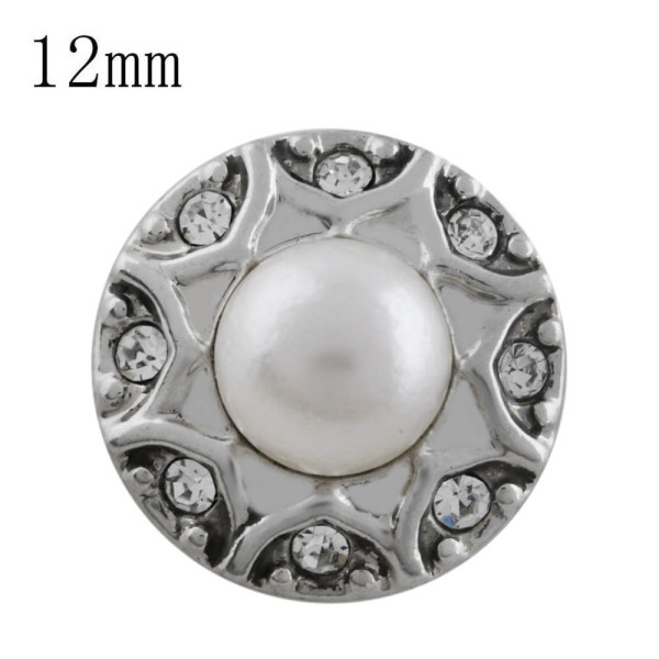 12MM design snap with white Rhinestone and bead KS5189-S interchangeable snaps jewelry