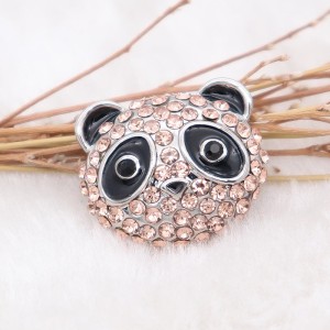 20MM Panda snap Silver Plated with pink rhinestone KC8002 snaps jewelry