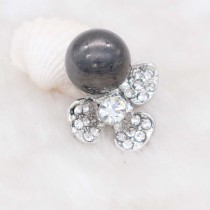 20MM design snap silver Plated with  rhinestone and gray pearl KC6925 snaps jewelry
