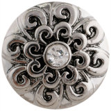 20MM Decorative pattern round snap Antique silver plated with white rhinestones KC7345 interchangeable snaps jewelry