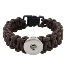 18CM  Handmade Lifesaving rope dark brown line bracelets KC0272 fit 20mm snaps chunks