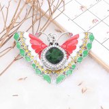 20MM design snap Silver Plated with green rhinestone KC6777 snaps jewelry