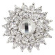 20MM Flower snap Silver Plated with white rhinestone KB8605 snaps jewelry