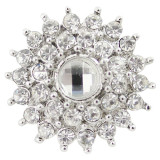 20MM Flower snap Silver Plated with white rhinestone KB8605 snaps jewelry