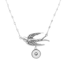 Retro smear swallows silver pendant Necklace with 48CM chain KC1074 fit 20MM chunks snaps jewelry