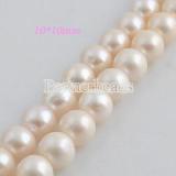 10*10mm freshwater round pearl beads white