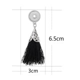 snap sliver tassel earrings with black line fit 12MM snaps jewelry KS1214-S