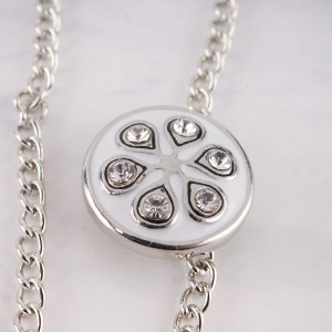 20MM design round snap silver plated with white rhinestones and Enamel KC8881 interchangable snaps jewelry
