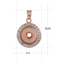 snap Rose Gold Pendant with white rhinestone fit 12MM snaps style jewelry KS0346-S