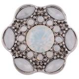 20MM snap button Antique Silver Plated with white Rhinestone KC9720 snap jewelry