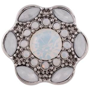 20MM snap button Antique Silver Plated with white Rhinestone KC9720 snap jewelry