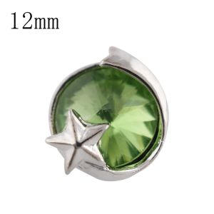 12mm star Small size snaps silver plated with green Rhinestone for chunks jewelry