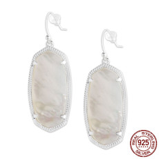 S925 Sterling Silver Kendra Scott style Elle Drop Earrings with white shell GM6001