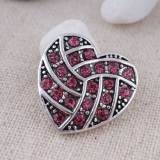 20MM love volleyball snap button Antique Silver Plated with rose-red  rhinestone snap jewelry