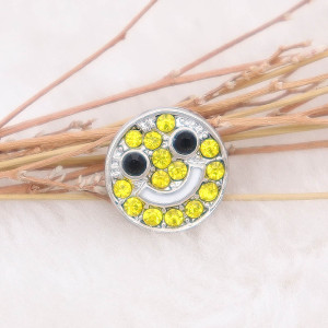 12MM Smile snap Silver Plated with  yellow rhinestone KS7029-S snaps jewelry