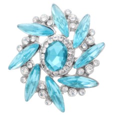 20MM design snap Silver Plated with light blue rhinestone KC7980 snaps jewelry