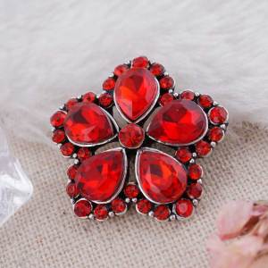 20MM snap Silver Plated with red rhinestones KC8585 snaps jewelry